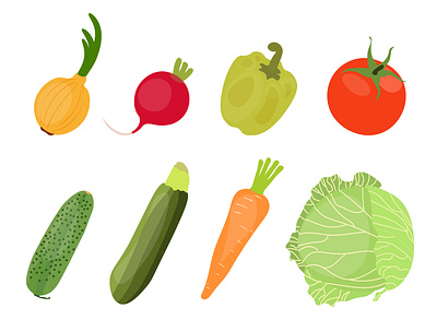 Set of vegetables. Vector illustration. Flat design. carrot