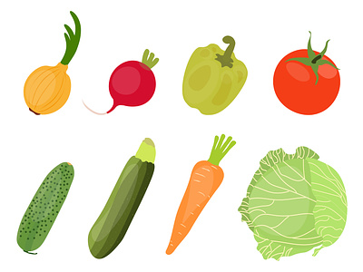 Set of vegetables. Vector illustration. Flat design.