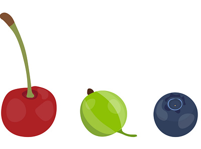 Set of berries. Vector illustration. Flat design. blueberry