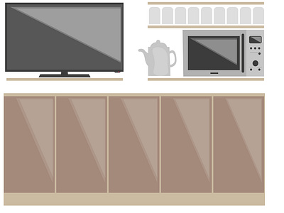 Household appliances and kitchen furniture. Vector illustration.