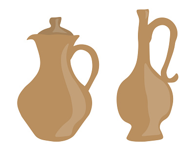 Clay jug for milk, water, wine. Vector illustration. dinnerware organic