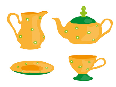 Set for tea or coffee. Vector illustration. Cartoon style. drink