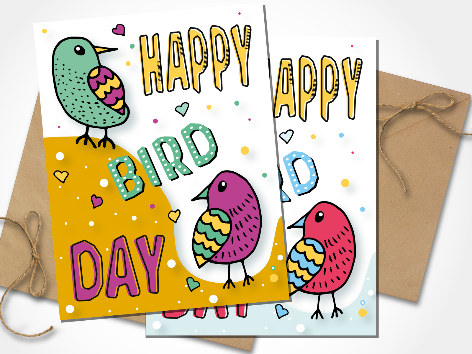 Colorful birds in doodle style | Happy Birthday card | Bird day by ...