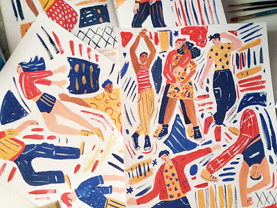 Work in progress - Dance art dancing drawing gouache hand drawn illustration painting people poster