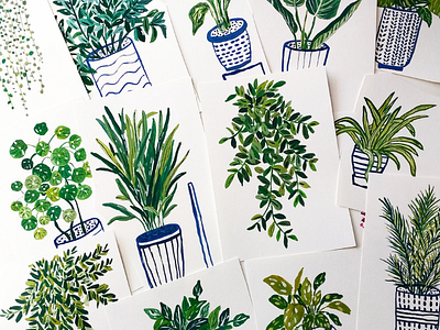 Plants art drawing gouache hand drawn illustration nature painting plants