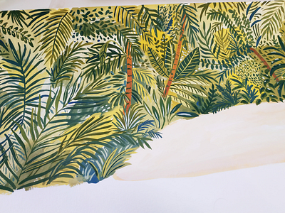 Jungle lush - work in progress art bush childrens book drawing gouache hand drawn illustration jungle kids illustration lush painting