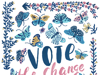 Vote the change art butterfly change drawing gouache hand drawn illustration painting vote