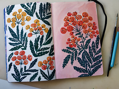 Sketchbook practice art drawing florals flower gouache hand drawn illustration nature painting pattern repeat