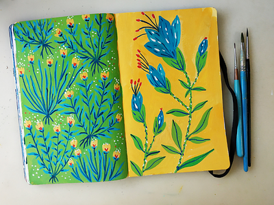 Sketchbook practice art botanical drawing floral flower hand drawn illustration painting pattern repeat