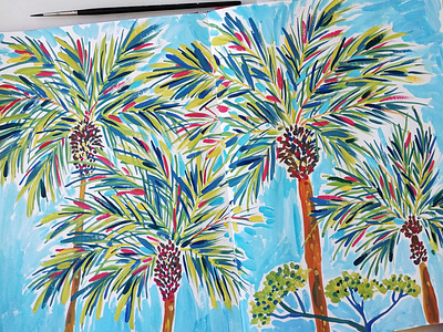 Palm Trees Studies art drawing gouache hand drawn illustration nature painting palmtree sketchbook summer trees