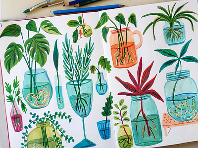 Plant Propagation art botanicals drawing gouache hand drawn illustration painting plants sketchbook