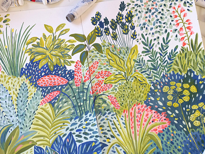 Landscape - in progress art drawing flowers gouache hand drawn illustration landscape nature painting