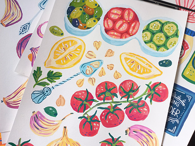 Food Recipe Book in progress art children book drawing food gouache hand drawn illustration kitchen painting