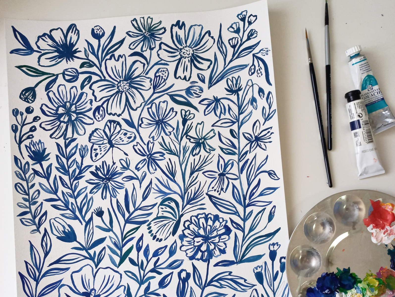 Blue florals pattern by AnnaIvanir on Dribbble