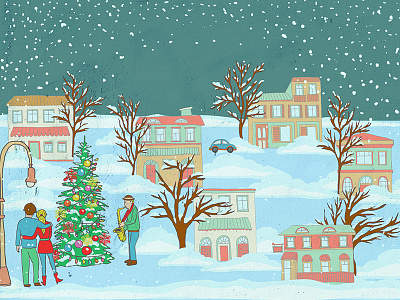 Card Created with the Illustrated Winter town creation set city illustration snow town winter