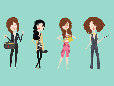 Characters design - ladies cartoon charachter design girls illustration woman