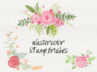 Floral Watercolor PS Stamp Brushes botanical brush collection design elements floral flower flowers hand drawn leaves painted watercolor