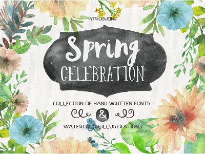 Spring Celebration brush font brushstroke font hand drawn hand drawn hand lettered handlettering illustration ink typeface typography watercolor