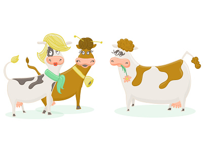 Cow Characters animal character design cows drawing farm illustration vector