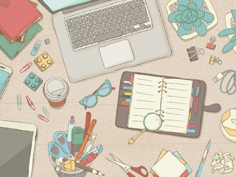 Illustrated desk scene 3 by AnnaIvanir on Dribbble