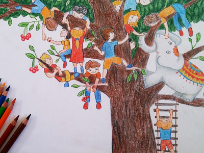 Elephant on a tree - children book