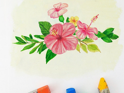 Drawing with crayons crayons drawing floral illustration flowets illustration