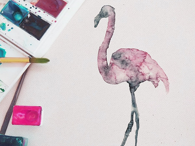 Watercolor flamingo