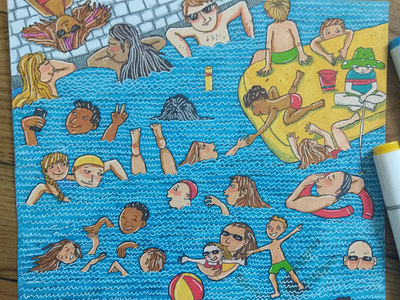 Pool Party character design children drawing illustration pool sumner