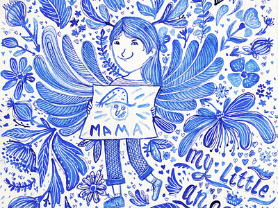 Getting roasted by my angel child drawing flowers handdrawn illustration kid