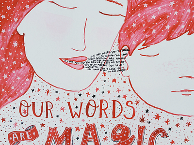 Our words are magic child drawing illustration mother typography watercolour words