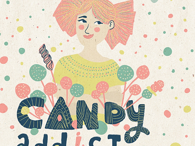 Candy addict addiction candy drawing hand drawn illustration woman illustration