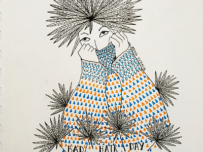 Bad hair day drawing hair illustration palm tree sketch