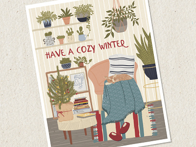 Cozy Winter Card christmas card drawing hand drawn home illustration illustration vector winter