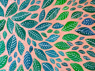 Leafy pattern art drawing gouache illustration pattern