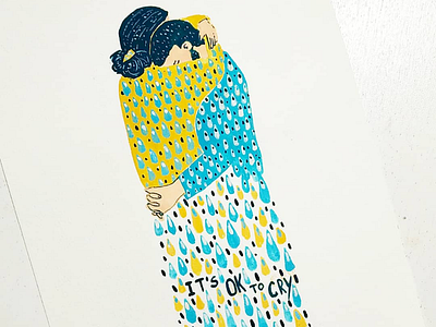 It's ok to cry art draeing gouache hand drawn illustration