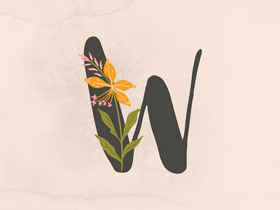 Floral Alphabet - W