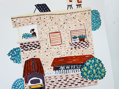 Little houses series - house 1 building city drawing gouache hand drawn house illustration