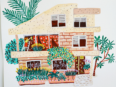 Little houses - house 3 art drawing gouache hand darawn home house illustration