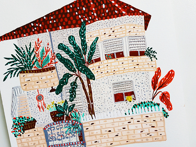 Little houses - house 5 art children drawing gouache hand drawn home illustration