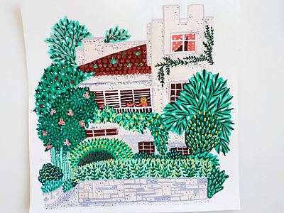 Little houses - house 6 art drawing gouache hand drawn home house illustration