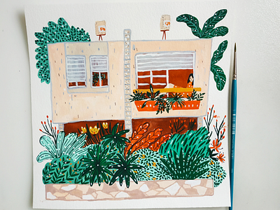 Little houses series - house 10 art drawing gouache hand drawn home house illusttation