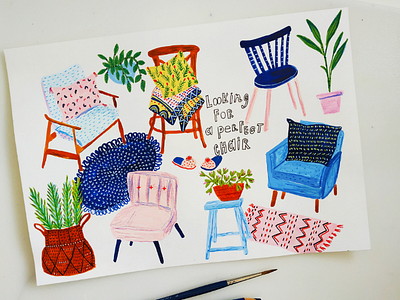 Chairs art chairs drawing hand drawn illustration