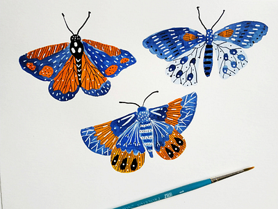 Butterflies art butterflies drawing gouache hand drawn illustration