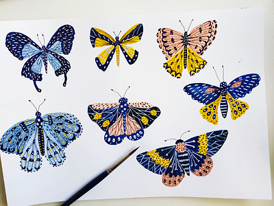 More butterflies art butterfly drawing gouache hand drawn illustration nature