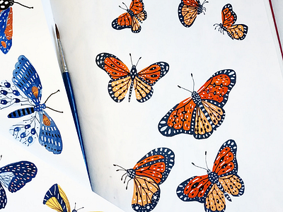 Butterflies illustration art butterfly drawing gouache hand drawn illustration