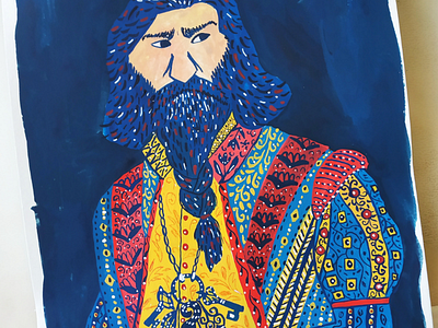 The Blue Beard ancient art drawing fashion gouache hand drawn illustration portrait