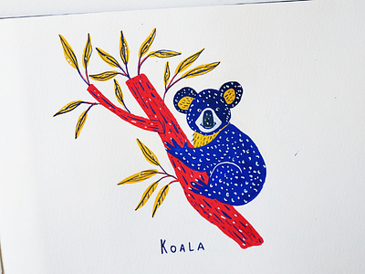 Koala animal alphabet animals art drawing gouache hand drawn illustration nature