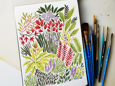 Summer memories art bloom drawing flowers gouache hand drawn illustration nature summer