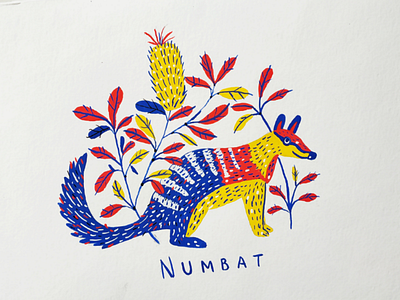 Numbat animal alphabet animals art drawing gouache hand drawn hand lettering illustration nature