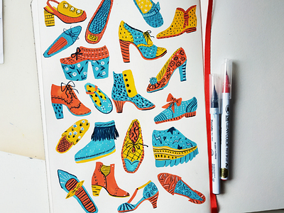 Shoes art boots drawing gouache hand drawn illustration lady shoes woman